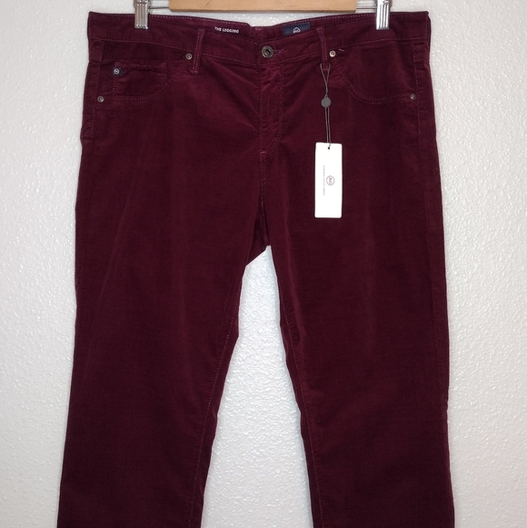 NWT Ag Adriano Goldschmied The Legging Burgundy Velvet Super Skinny Pants Sz 32 - Picture 4 of 16